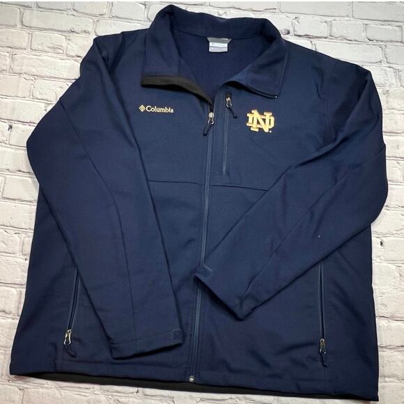 Men’s Notre Dame Football 
Jacket Columbia Ascender Navy Size 2XL A632 - Picture 3 of 8